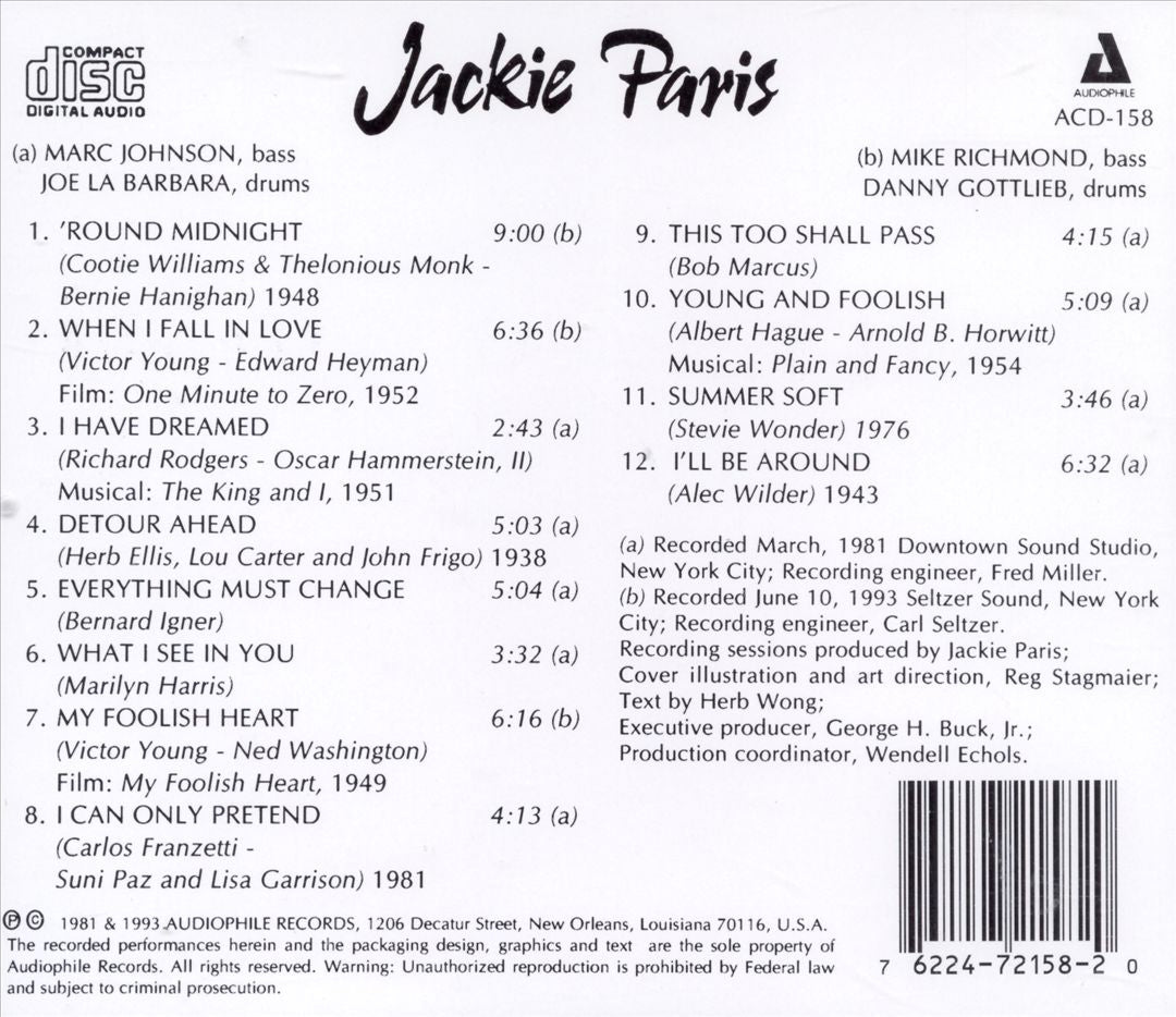 Jackie Paris cover art