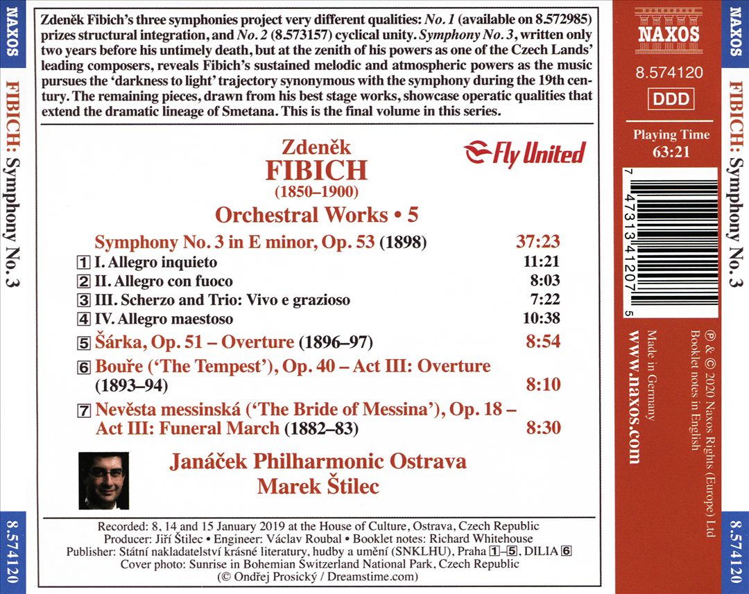 Zdenek Fibich: Symphony No. 3; Sárka Overture; The Tempest Overture to Act III; The Bride of Messina cover art