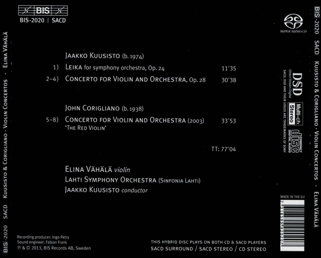 Red Violin: Concertos by Corigliano & Kuusisto cover art