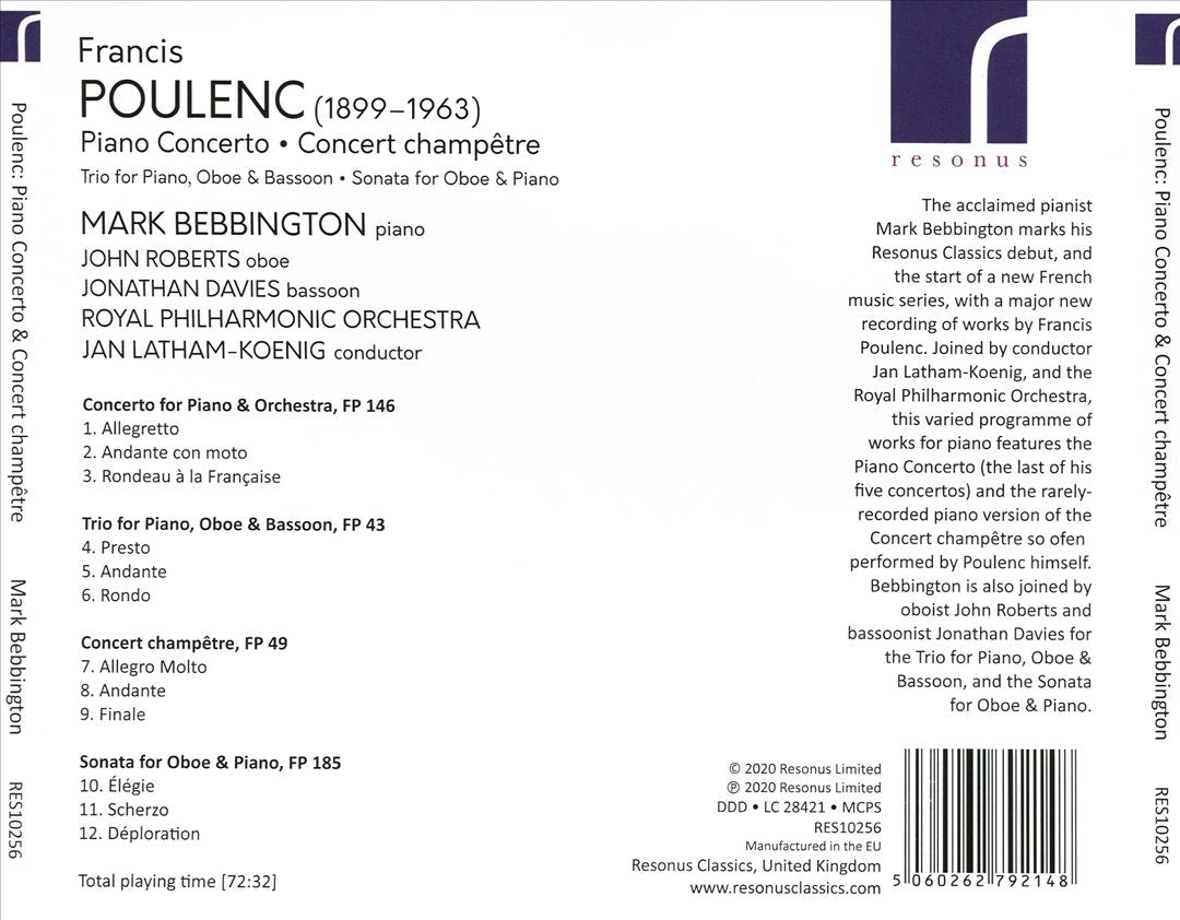 Poulenc: Piano Concerto; Concert Champetre; Trio for Piano, Oboe & Bassoon; Sonata for Oboe & Piano cover art