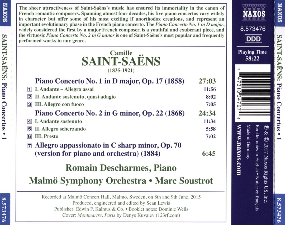 Saint-Saëns: Piano Concertos Nos. 1 and 2; Allegro appassionato cover art