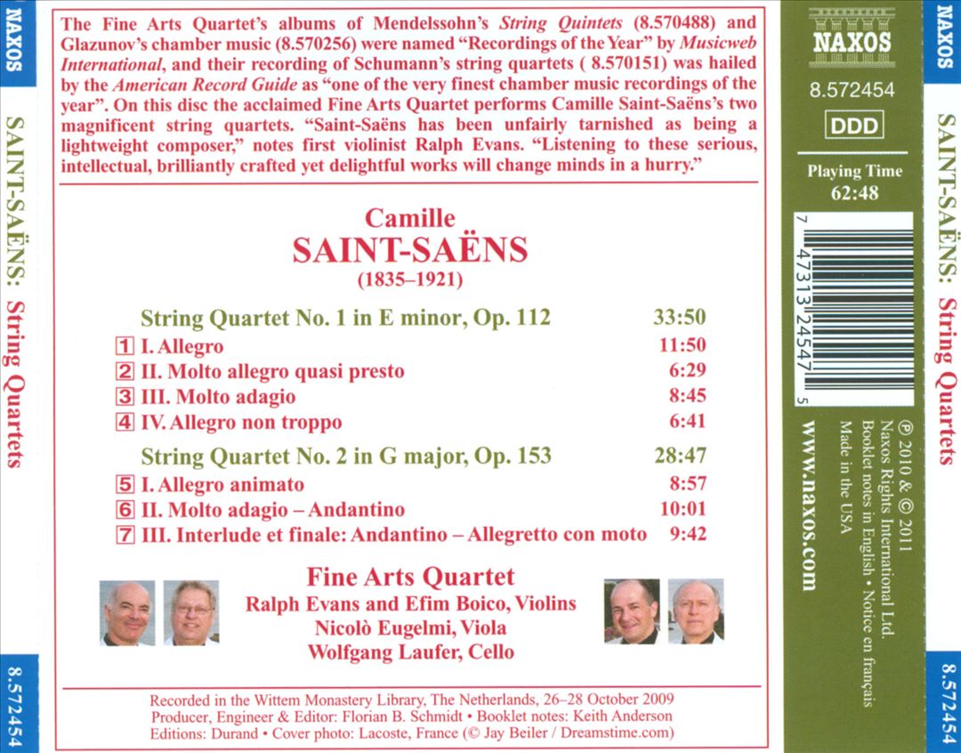 Saint-Saëns: String Quartets cover art