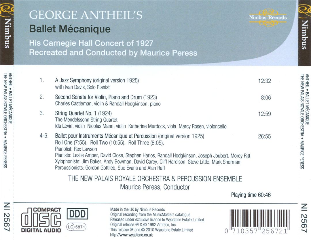 George Antheil's Ballet Mécanique cover art