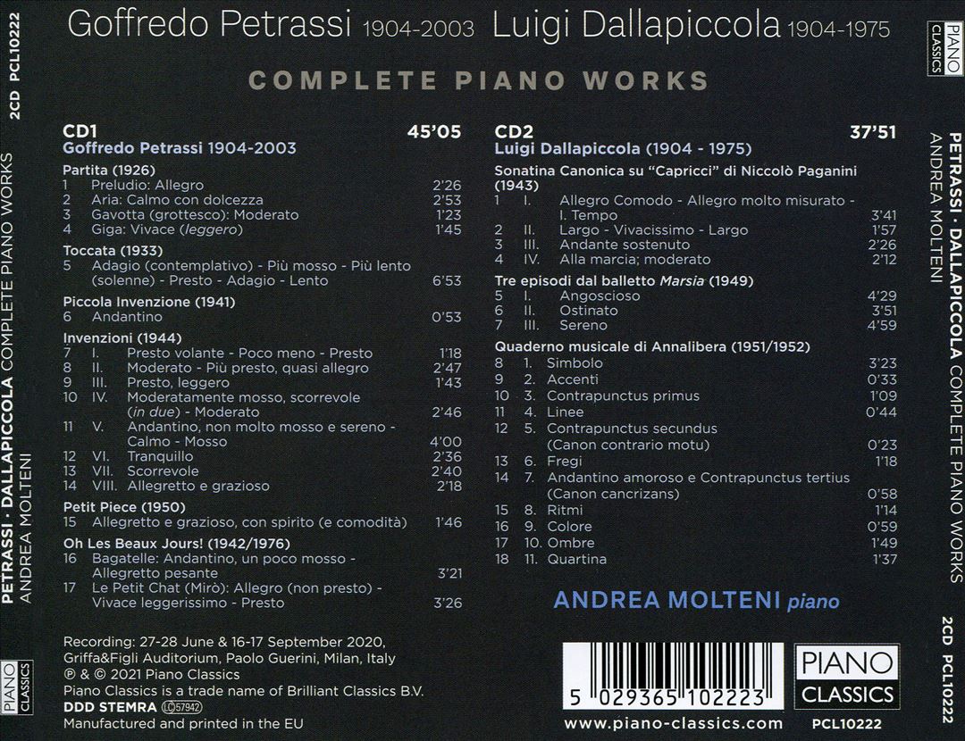 Petrassi Dallapiccola: Complete Piano Works cover art