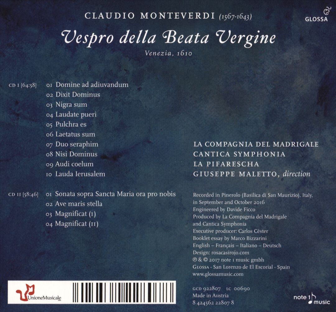 Claudio Monteverdi: Vespro della Beata Vergine cover art