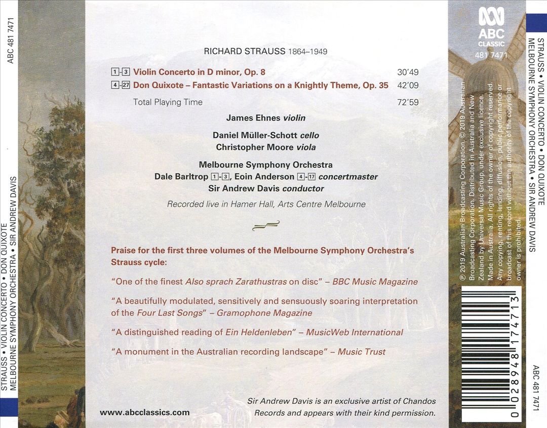 Richard Strauss: Violin Concerto; Don Quixote cover art