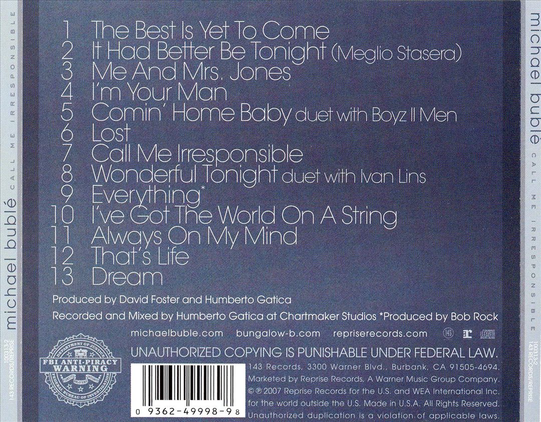 Call Me Irresponsible cover art