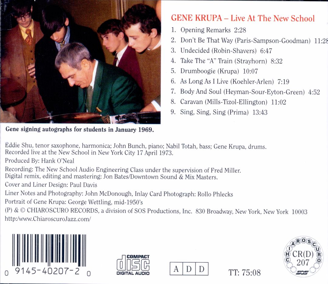Live at the New School cover art