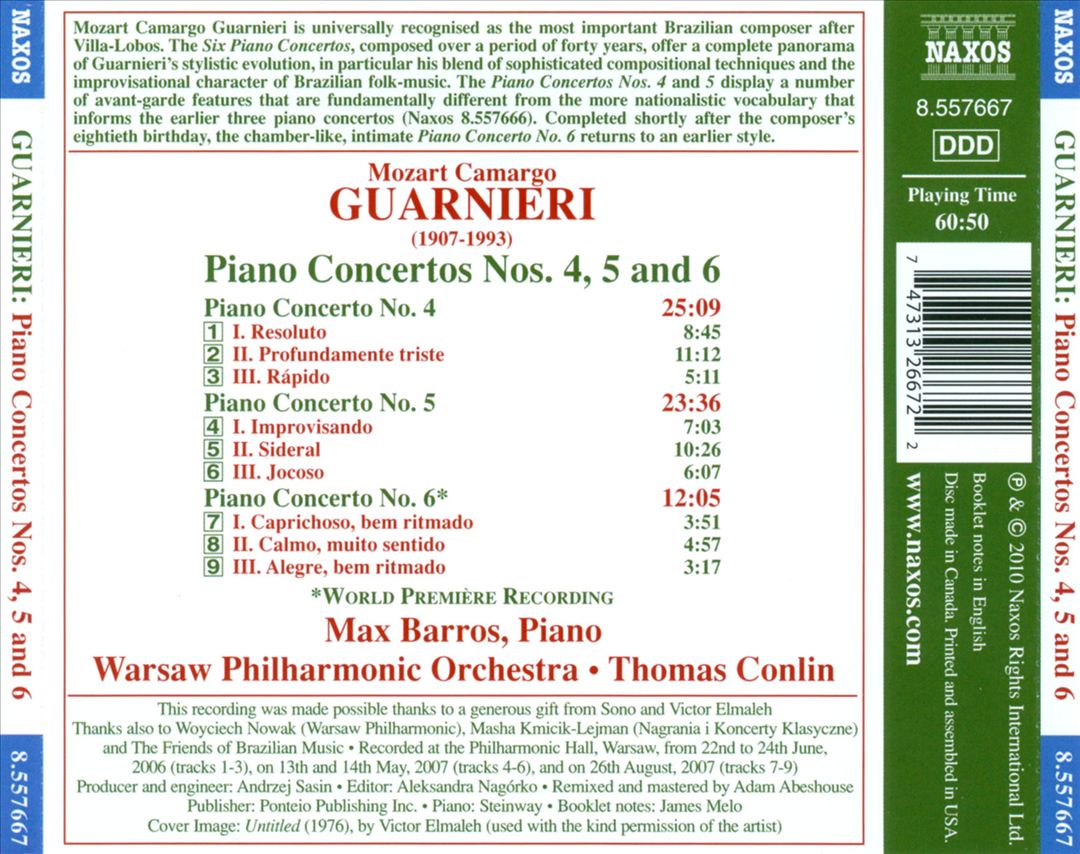 Camargo Guarnieri: Piano Concertos Nos. 4, 5 & 6 cover art