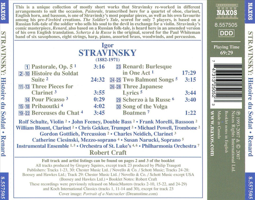Stravinsky: Histoire du Soldat (Suite); Renard cover art