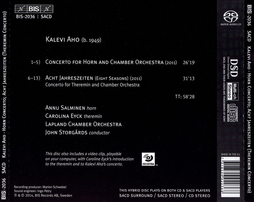 Kalevi Aho: Theremin Concerto; Horn Concerto cover art