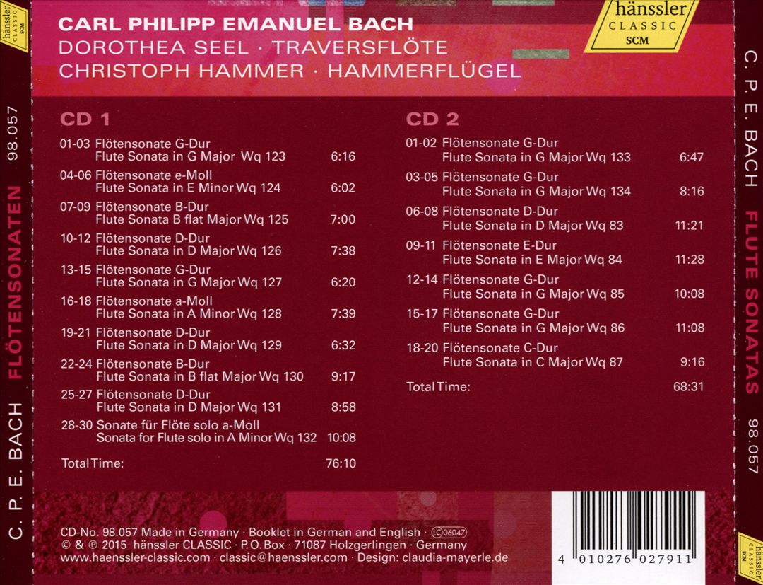 Carl Philipp Emanuel Bach: Flötensonaten cover art