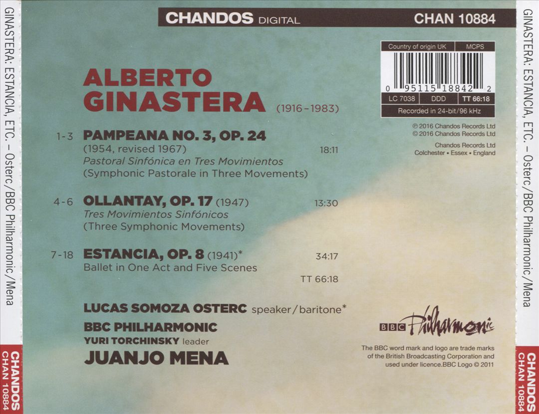 Ginastera: Orchestral Works, Vol. 1 - Estancia; Ollantay; Pampeana No. 3 cover art