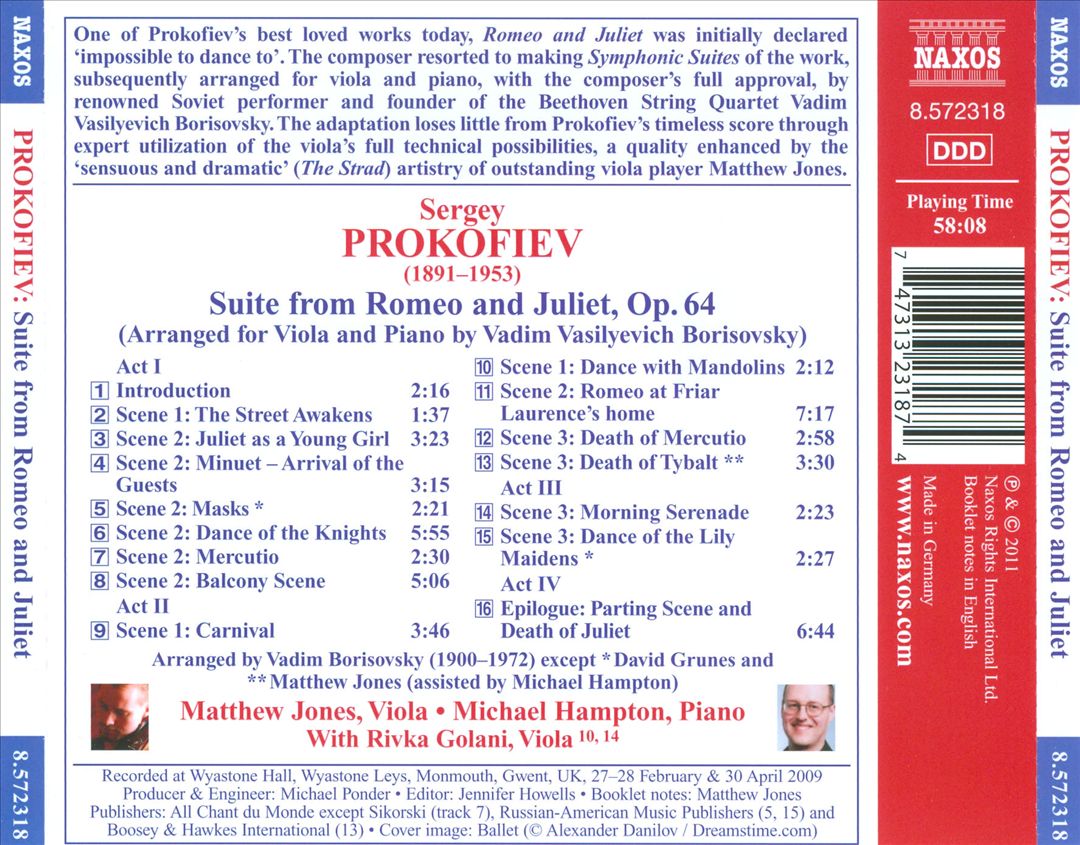 Prokofiev: Suite from Romeo and Juliet (arr. Borisovsky) cover art