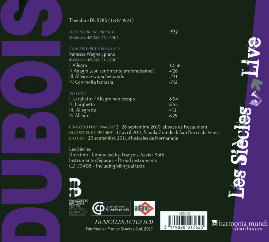 Théodore DuBois: Ouverture Frithiof; Piano Concerto No. 2; Dixtuor cover art