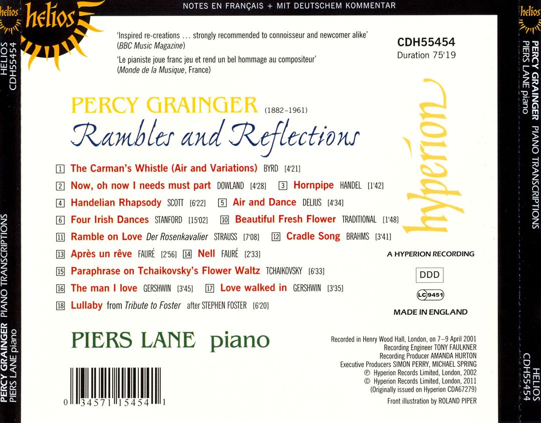 Percy Grainger: Rambles and Reflections (Piano Transciptions) cover art
