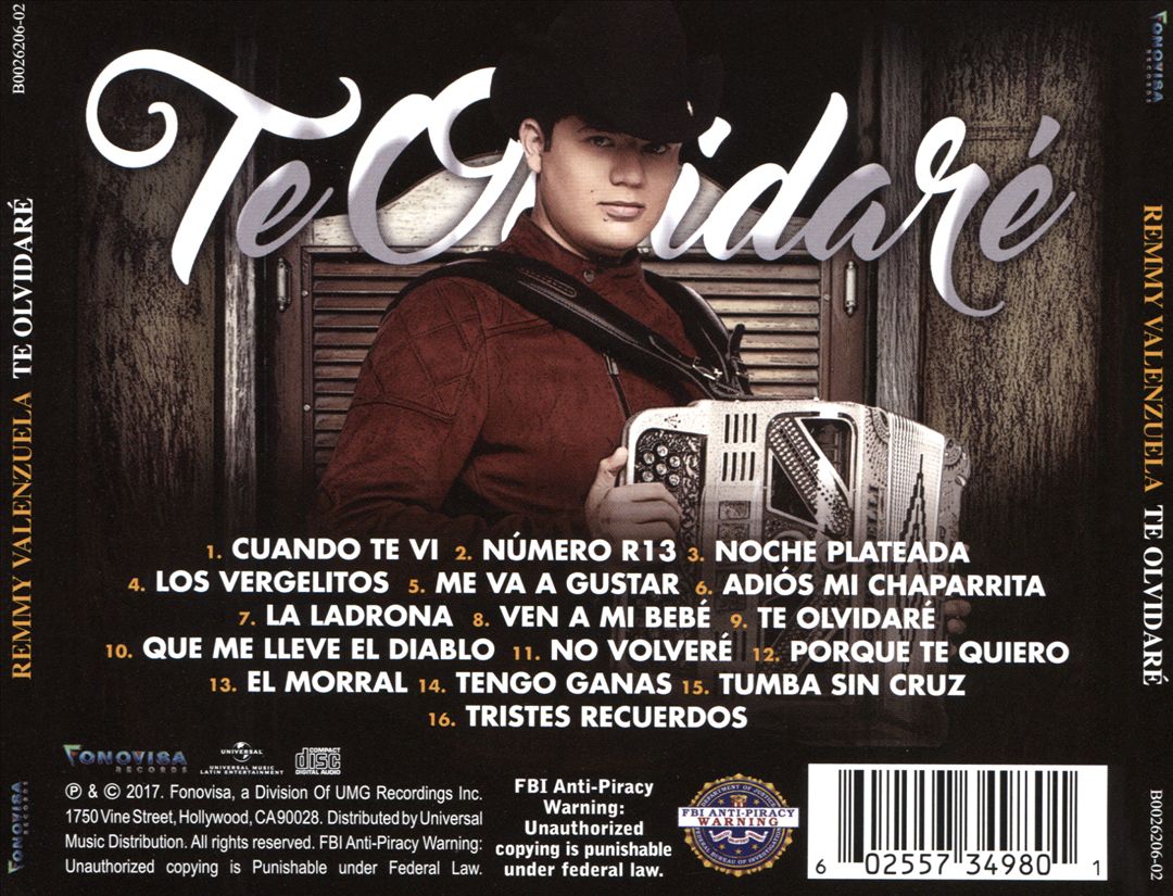Te Olvidaré cover art