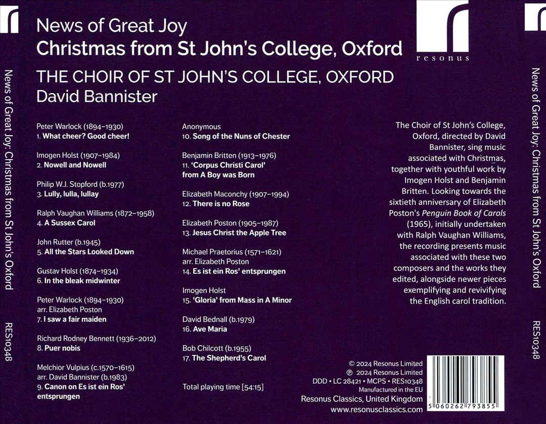 News of Great Joy: Christmas from St John's College, Oxford cover art