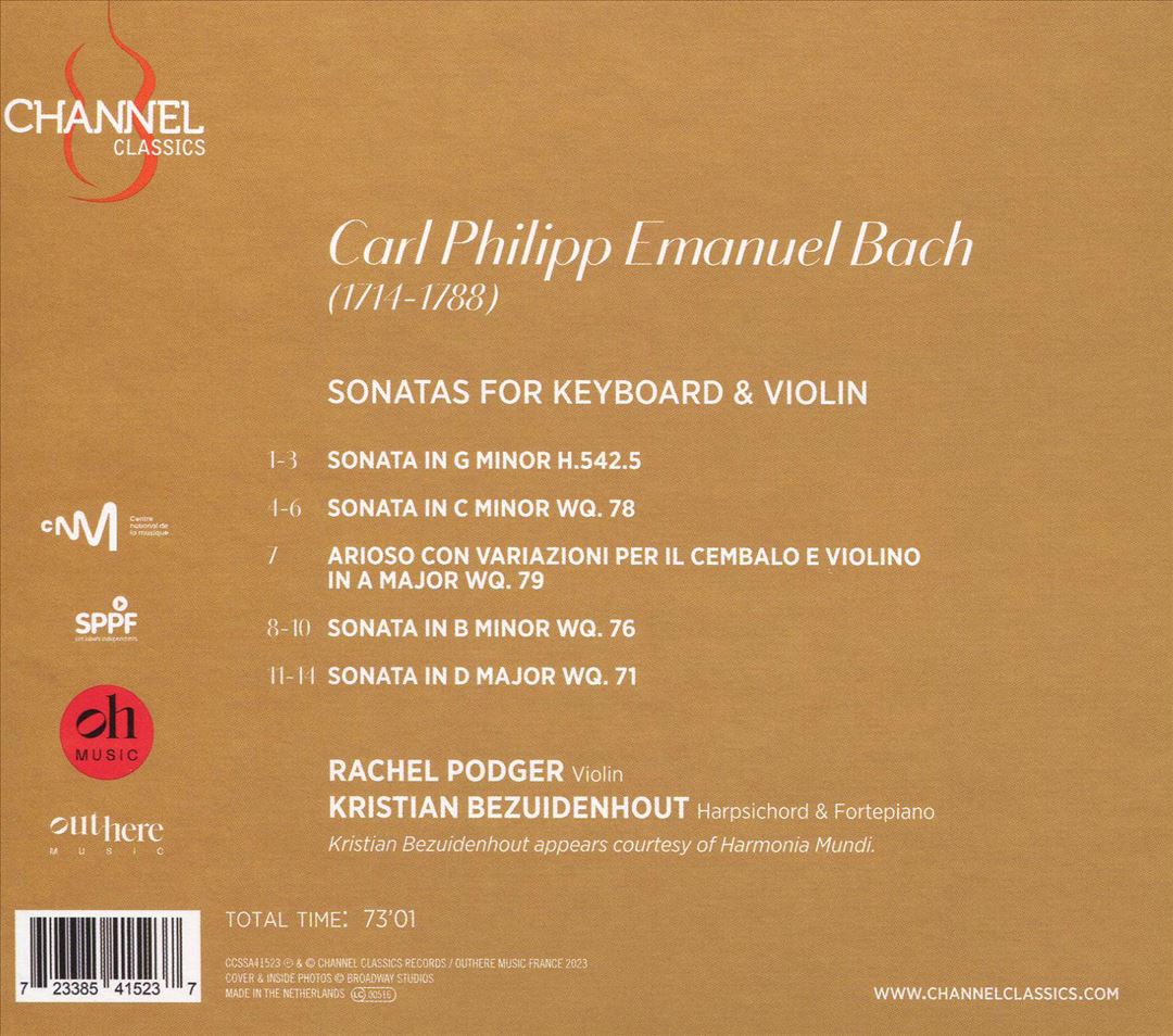 C.P.E. Bach: Sonatas for Keyboard & Violin cover art