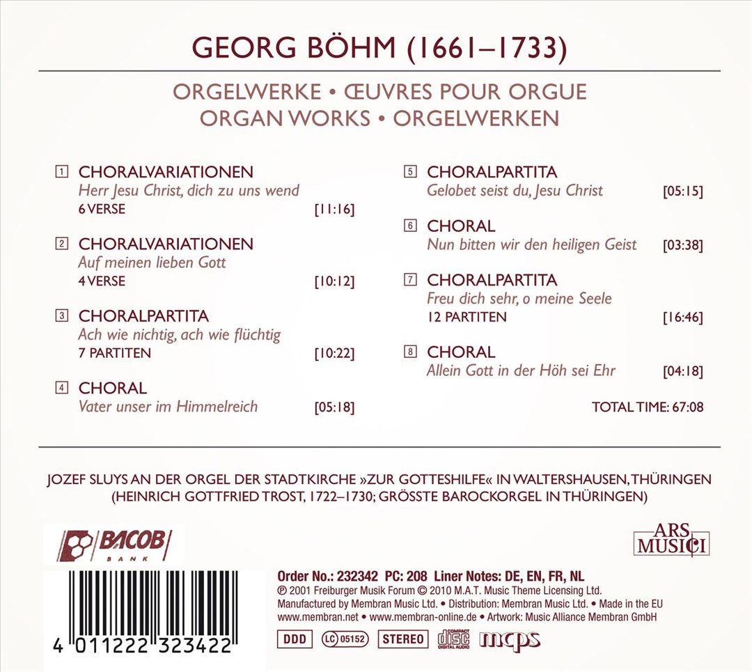 Georg Böhm: Organ Works, Vol. 1 cover art