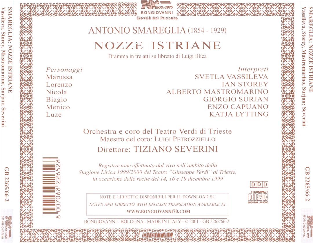 Antonio Smareglia: Nozze Istriane cover art