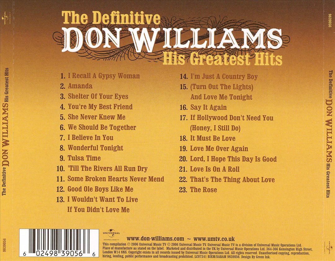 Definitive Don Williams: His Greatest Hits cover art