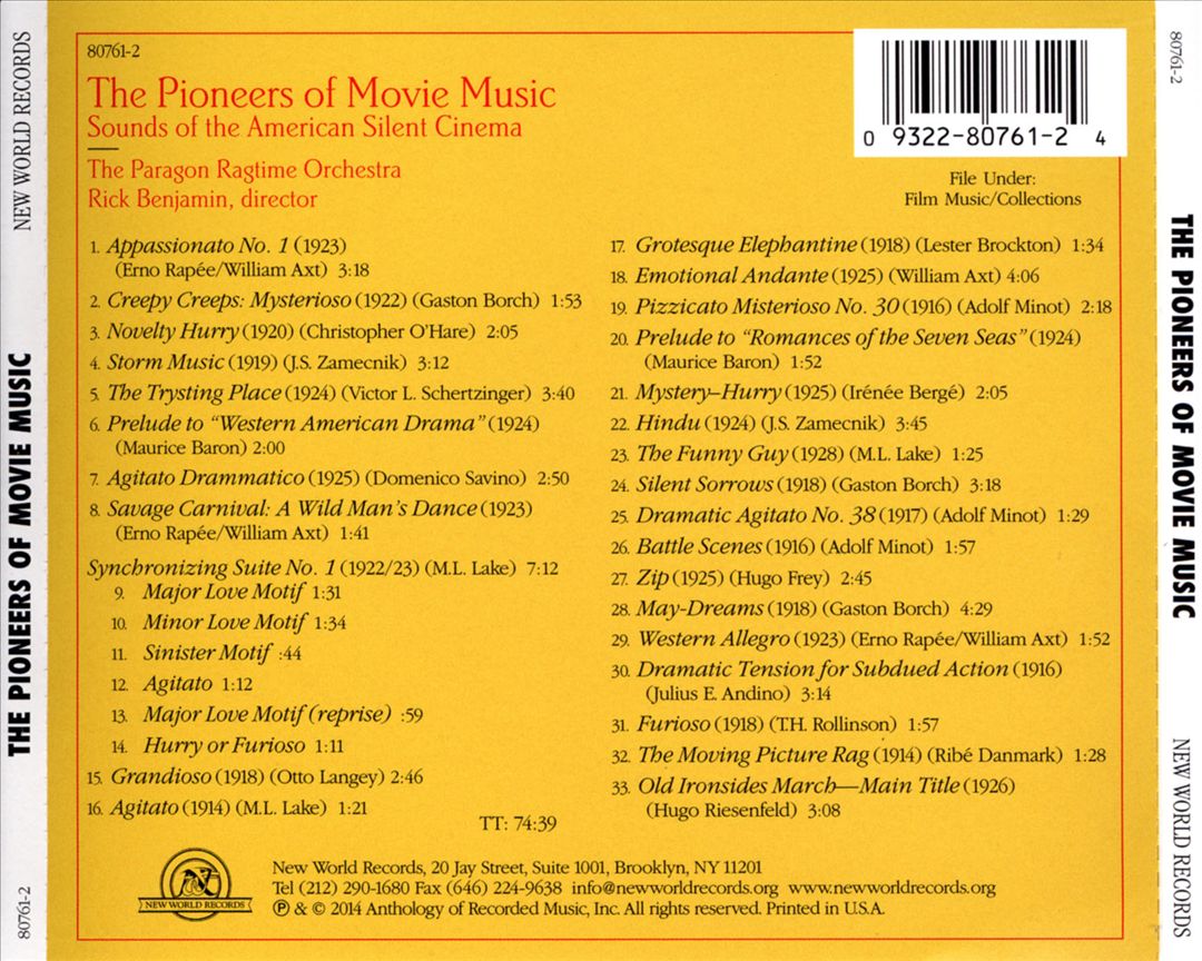Pioneers of Movie Music: Sounds from the American Silent Cinema cover art