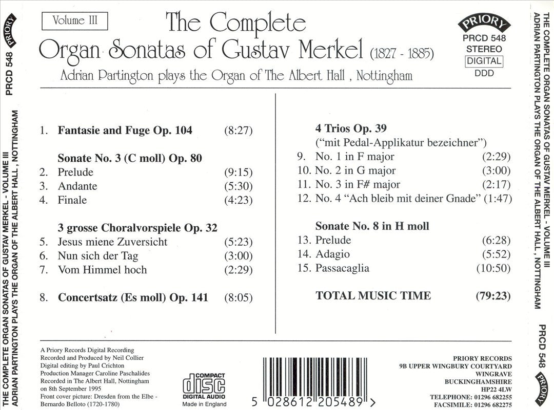 Complete Organ Sonatas of Gustav Merkel, Vol. 3 cover art