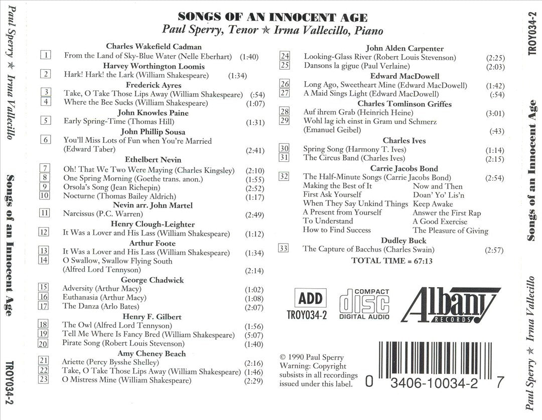 Paul Sperry Sings Songs of an Innocent Age cover art