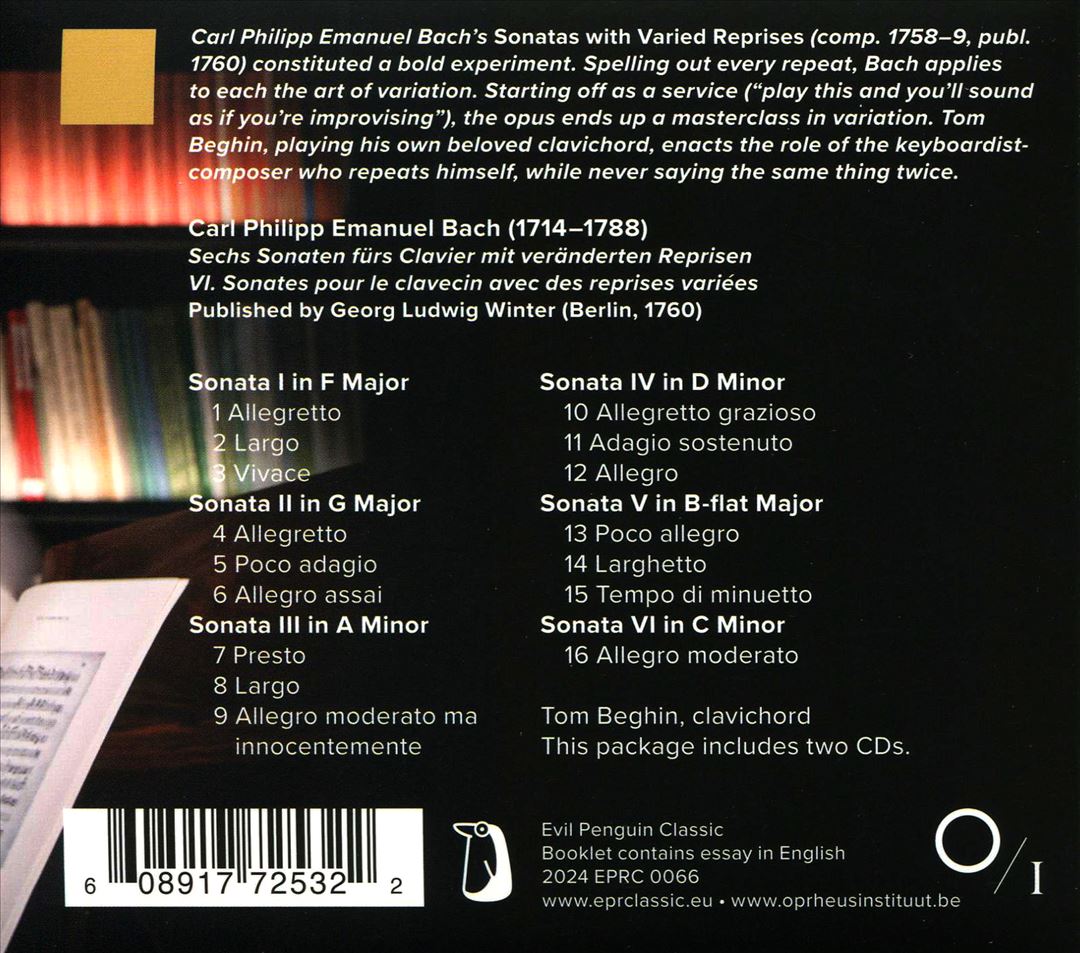 C.P.E. Bach: Sonatas with Varied Reprises, WQ 50 cover art
