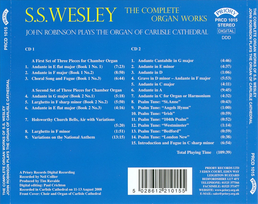 S.S. Wesley: The Complete Organ Works cover art