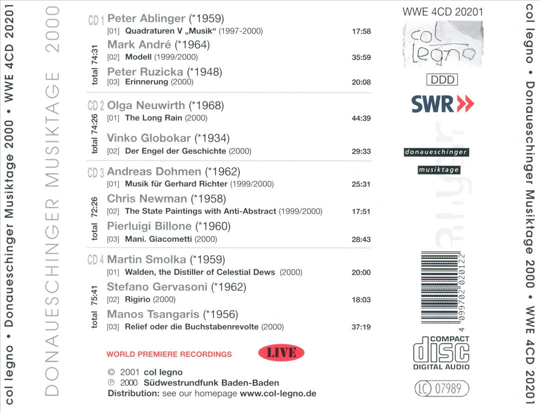 Donaueschinger Musiktage 2000 cover art