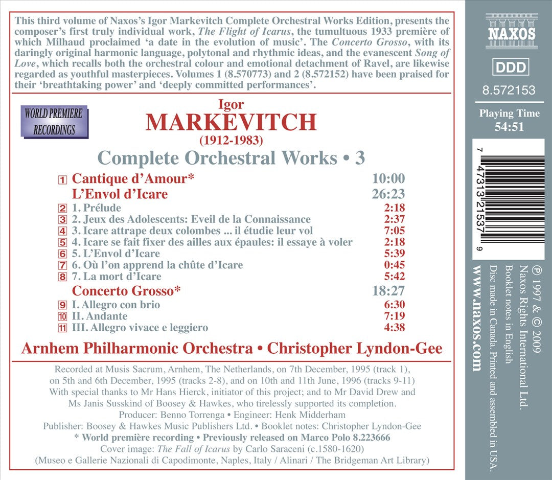 Igor Markevitch: Complete Orchestral Works, Vol. 3 cover art