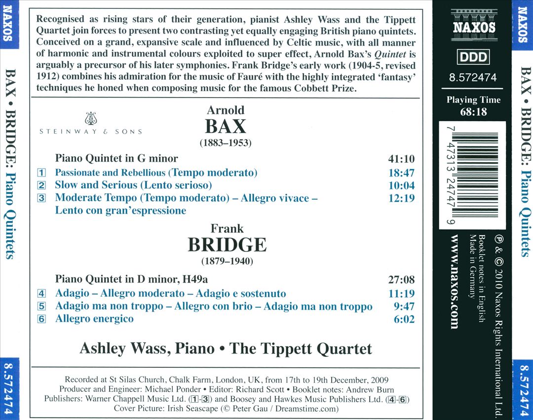 Arnold Bax, Frank Bridge: Piano Quintets cover art
