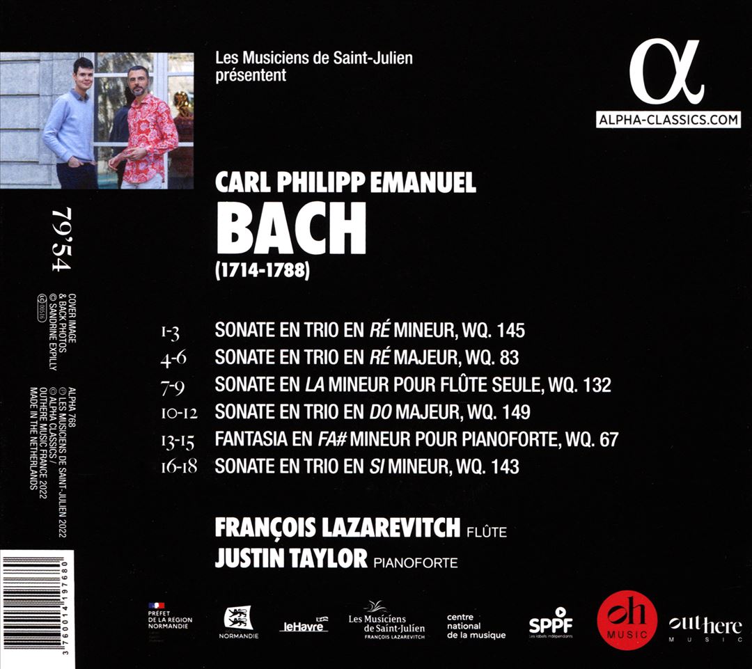 C.P.E. Bach: Sonatas for Flute and Fortepiano cover art
