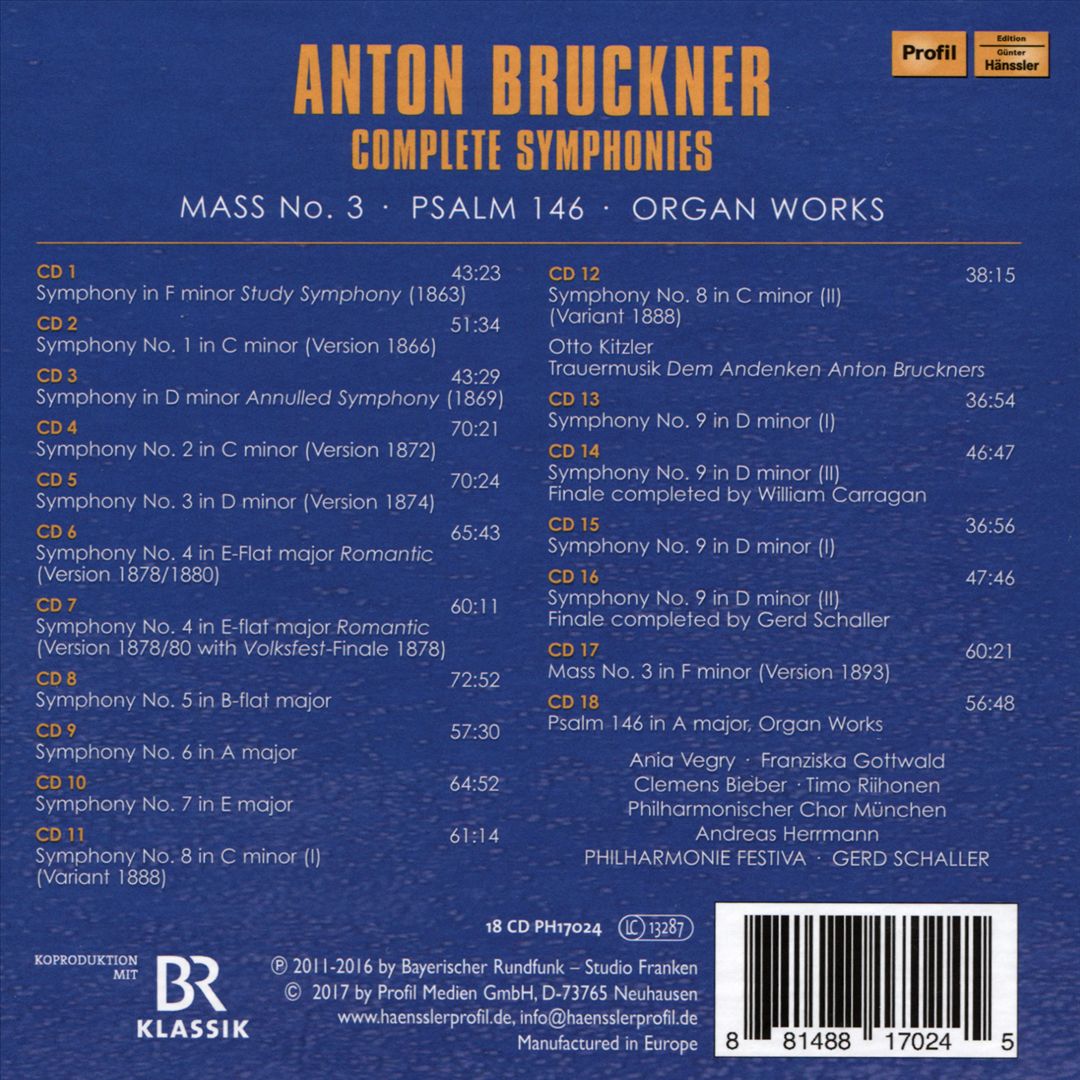 Anton Bruckner: Complete Symphonies; Mass No. 3; Psalm 146; Organ Works cover art
