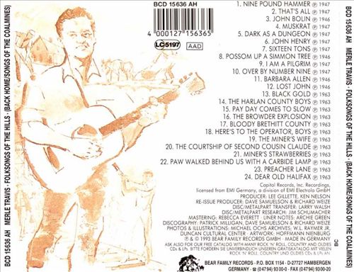 Folk Songs of the Hills (Back Home/Songs of the Coal Miners) cover art