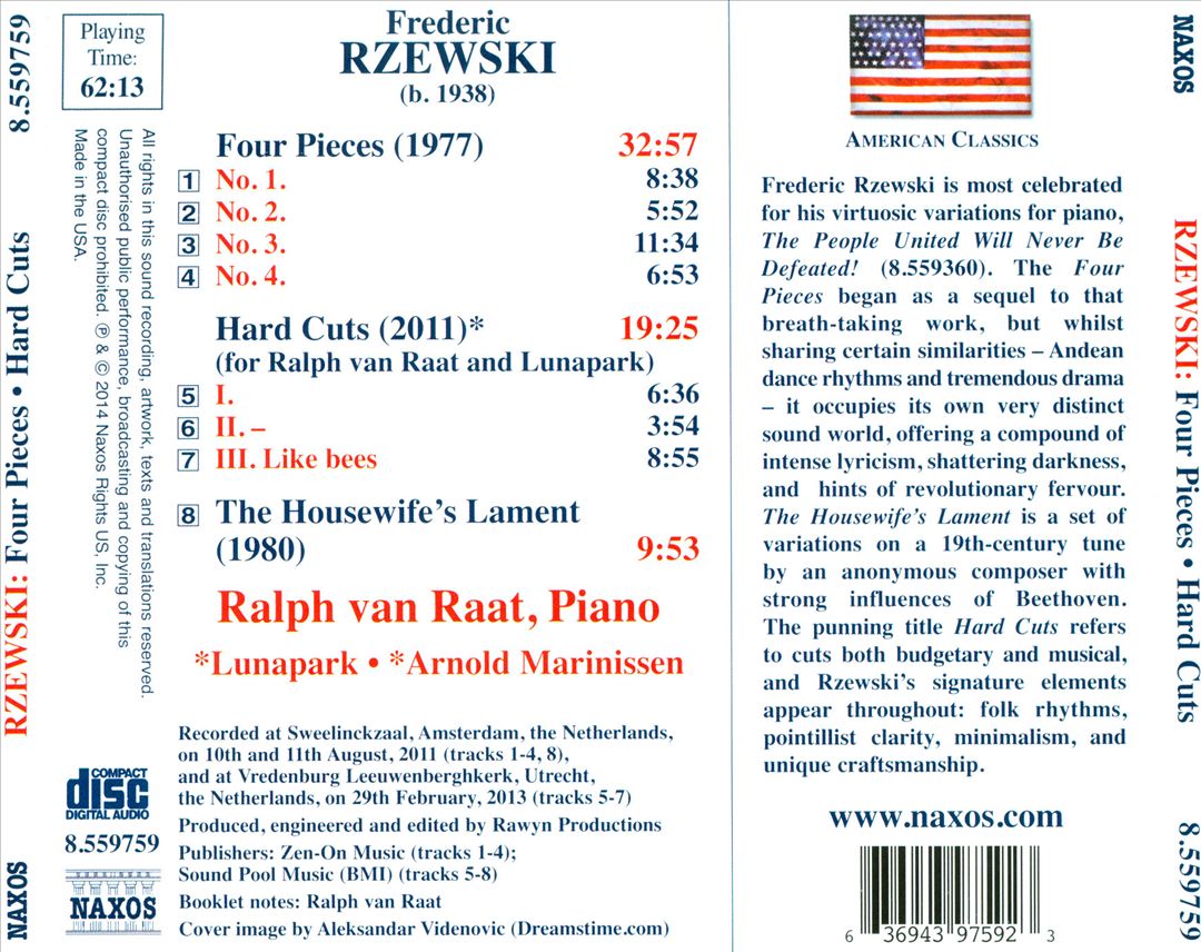Rzewski: Four Pieces; Hard Cuts; The Housewife's Lament cover art