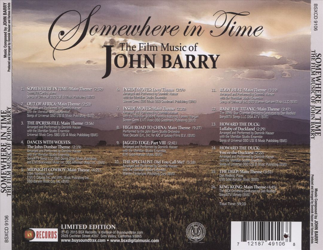 Somewhere in Time: Film Music of John Barry, Vol. 1 cover art