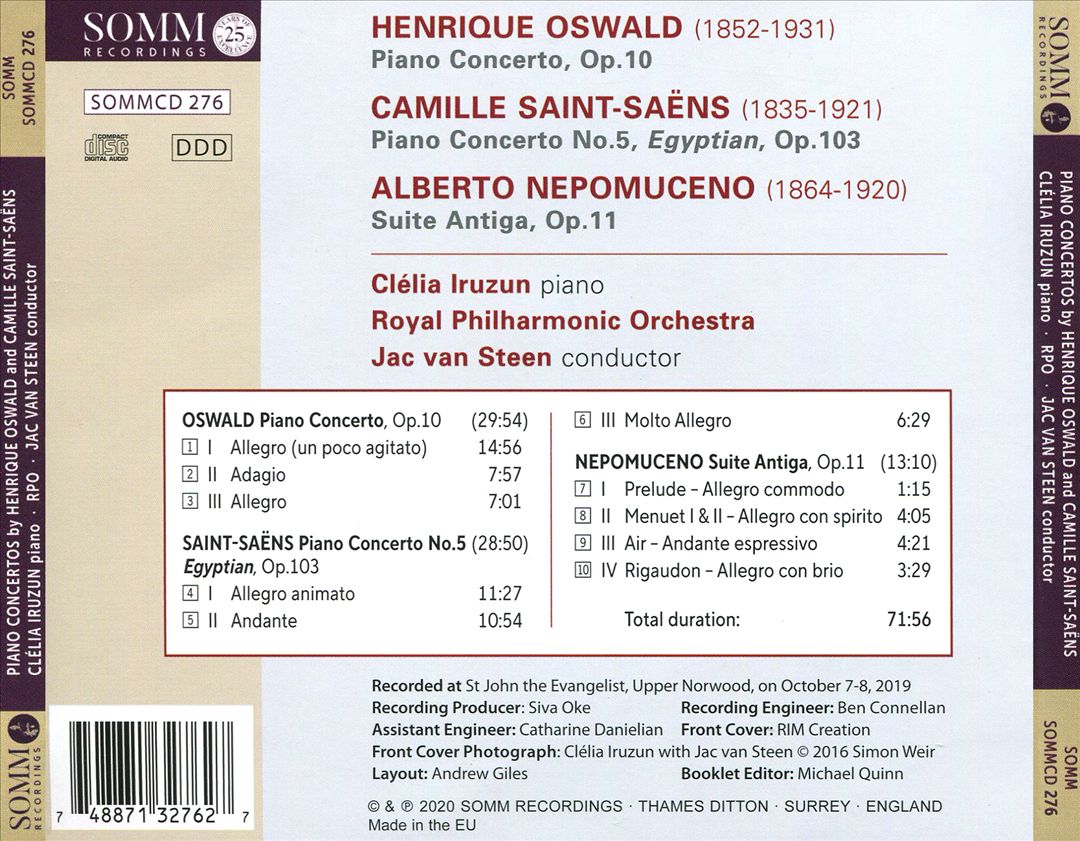 Henrique Oswald: Piano Concerto; Saint-Saëns: Piano Concerto No. 5 'Egyptian' cover art