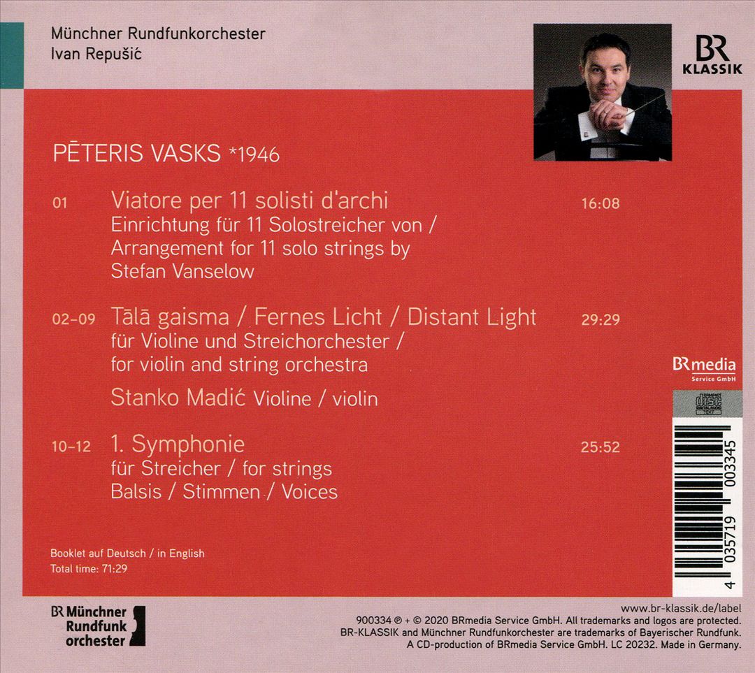Peteris Vasks: Viatore; Distant Light; Voices cover art