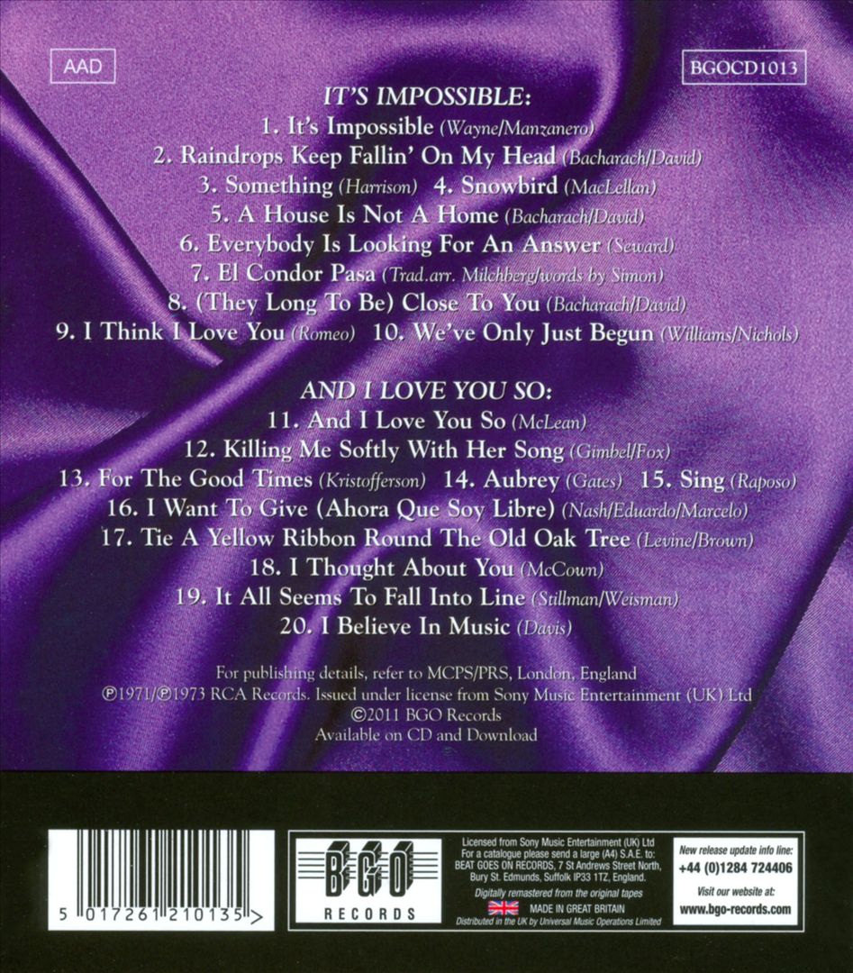 It's Impossible/And I Love You So cover art