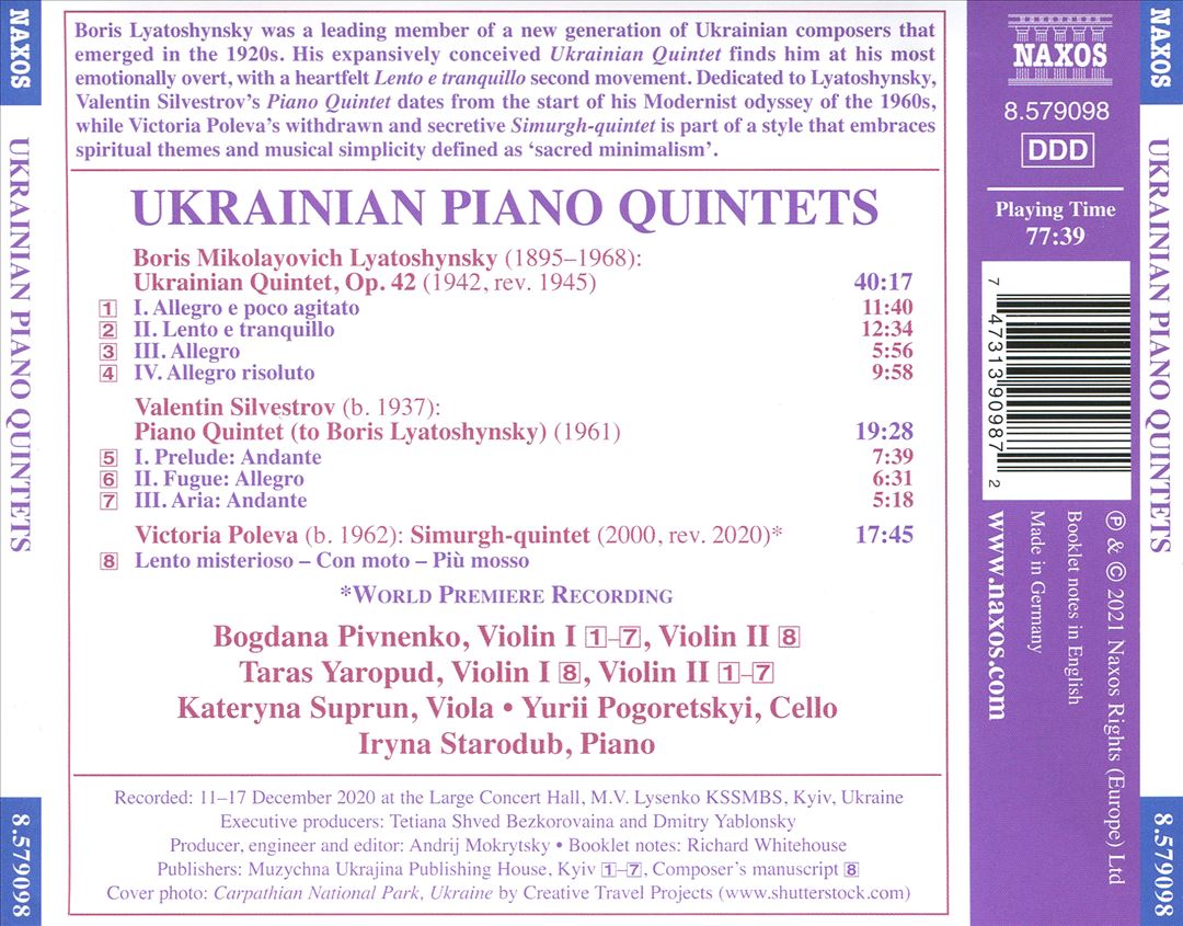 Ukrainian Piano Quintets: Lyatoshynsky, Poleva, Silvestrov cover art