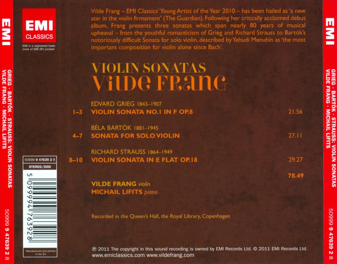 Bartók, Grieg, Strauss: Violin Sonatas cover art