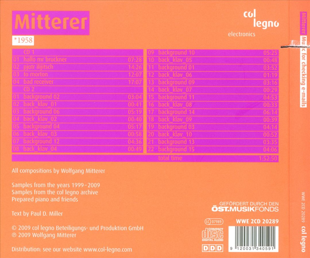 Mitterer: Music For Checking E-mails cover art