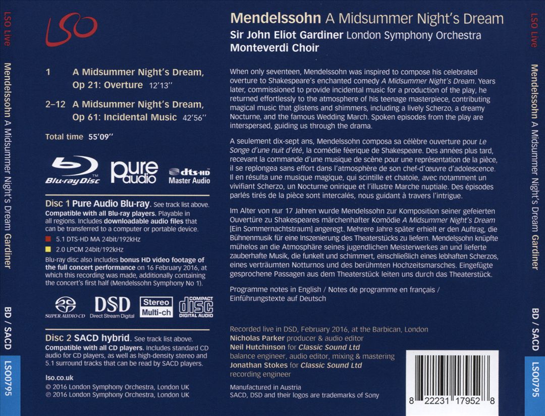 Mendelssohn: A Midsummer Night's Dream cover art