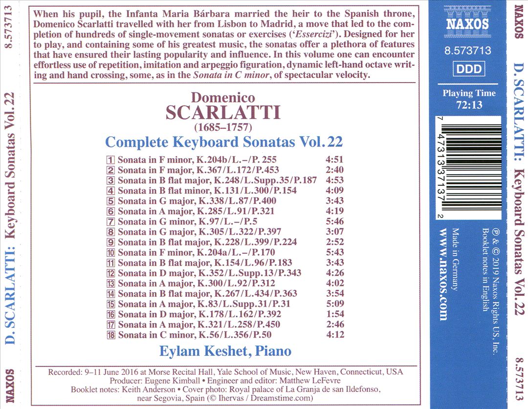 Domenico Scarlatti: Complete Keyboard Sonatas, Vol. 22 cover art