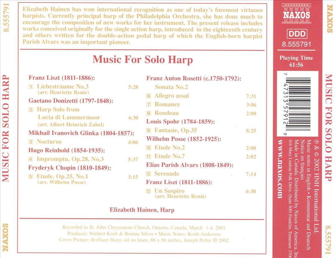 Music for Solo Harp cover art
