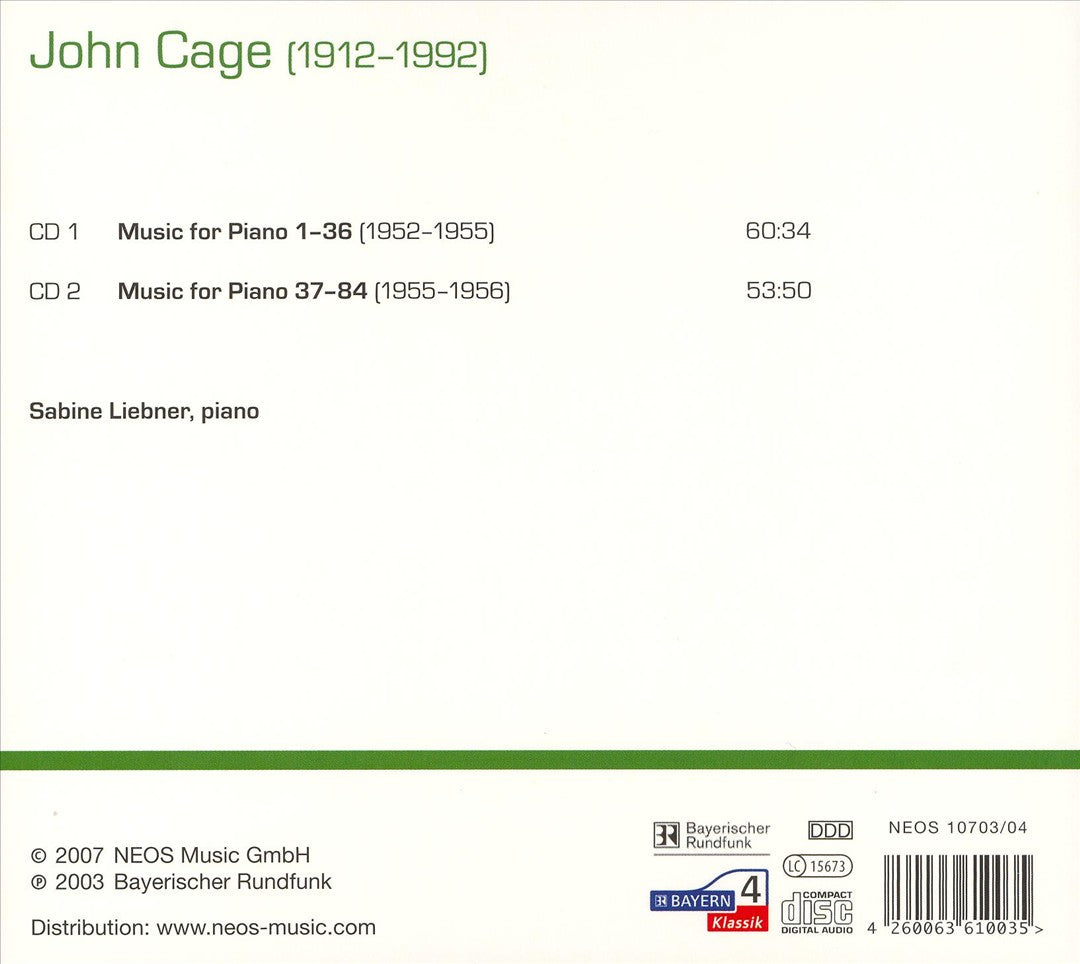 John Cage: Music for Piano 1-84 cover art