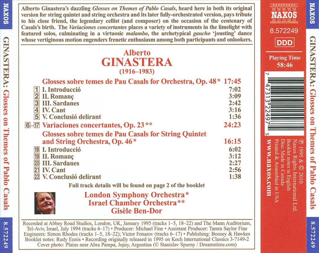 Ginastera: Glosses on Themes of Pablo Casals; Variaciones concertantes cover art